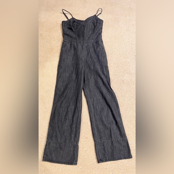 Abercrombie & Fitch BOW-BACK DENIM JUMPSUIT Mamamia Overalls - Dark Grey - 2 - Picture 3 of 7